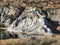 White sandstone cliffs at St Bathans in Otago region of the South Island of New Zealand