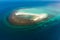 White sandy island with coral reefs.White sandbar