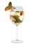 White Sangria in a glass on a white background