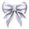 White, satin, glossy ribbon bow. 3D