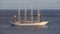 White schooner SANTA MARIA MANUELA, anchored off the coast, Angra do Heroismo, Terceira, Azores, Portugal