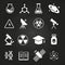 White science vector icons on chalkboard