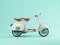 White scooter on blue background 3 D illustration