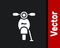 White Scooter icon isolated on black background. Vector