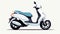 White Scooter In Terada Katsuya Style - Flat Illustration