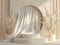 White Sculpture With Draped Curtain