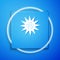 White Sea urchin icon isolated on blue background. Blue square button. Vector.