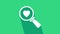 White Search heart and love icon isolated on green background. Magnifying glass with heart inside. 4K Video motion