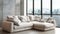 White Sectional Sofa by Window