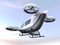 White self-driving passenger drone flying in the sky