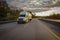 White semi truck on road