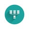 White Server, Data, Web Hosting icon isolated with long shadow. Green circle button. Vector