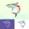 WHITE SHARK SEA ANIMALS LOW POLY LOGO ICON SYMBOL SET