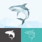 WHITE SHARK SEA ANIMALS LOW POLY LOGO ICON SYMBOL SET