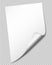 White sheet of paper with bent corner, isolated on transparent b