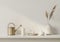 White Shelf With Gold Watering Can and Candles