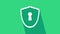 White Shield with keyhole icon isolated on green background. Protection, security concept. Safety badge icon. Privacy