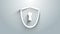 White Shield with keyhole icon isolated on grey background. Protection, security concept. Safety badge icon. Privacy