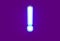 White shine neon light blue glow alphabet - exclamation point isolated on purple background, 3D illustration of symbols