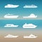 White ship and boats icons collection