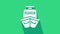 White Ship icon isolated on green background. 4K Video motion graphic animation