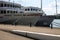 White ship at the pier of river station in Moscow