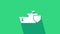 White Ship with shield icon isolated on green background. Insurance concept. Security, safety, protection, protect