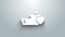 White Ship with shield icon isolated on grey background. Insurance concept. Security, safety, protection, protect