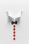 White shirt paper collar, bow tie and red buttons. Father`s day or wedding concept. Minimal style