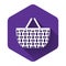 White Shopping basket icon isolated with long shadow. Online buying concept. Delivery service sign. Shopping cart symbol