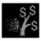 White Shredded Dot Halftone Money Tree Icon