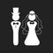 White silhouette Bride and Groom isolated wedding icons