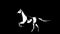 White silhouette of a galloping horse. Alpha channel. 4K.