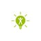 White silhouette of man in green shining bulb. New idea pictogram. Innovation, inspiration icon