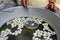 White Silkworm Cocoons Floating in Hot Water