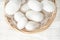 White silkworm cocoons shells, source of silk fabric