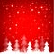 White simple Christmas trees on red background