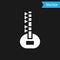 White Sitar classical music instrument icon isolated on black background. Vector