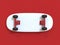 White skateboard cartoon style red background 3d render