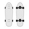 White skateboard front and back view, vector