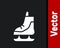 White Skates icon isolated on black background. Ice skate shoes icon. Sport boots with blades. Vector Illustration