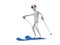 White skier character with red goggles and blue skis