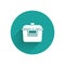 White Slow cooker icon isolated with long shadow. Electric pan. Green circle button. Vector