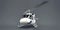 White small military transport helicopter on gray isolated background. The helicopter rescue service. Air taxi
