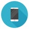 White smart phone icon in flat design.