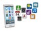 White smartphone with apps cloud