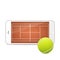 White smartphone with tennis ball and field on the
