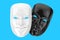 White Smiling Comedy and Black Sad Drama Grotesque Theatre Mask. 3d Rendering