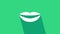 White Smiling lips icon isolated on green background. Smile symbol. 4K Video motion graphic animation