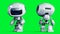 White smiling toy robot animation. Phisical motion blur. Realistic green screen 4k animation. Green screen